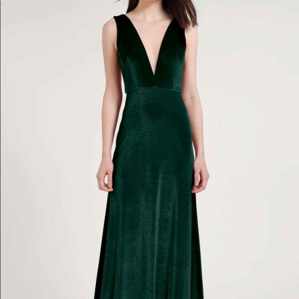 Jenny Yoo Logan Emerald Velvet bridesmaid dress